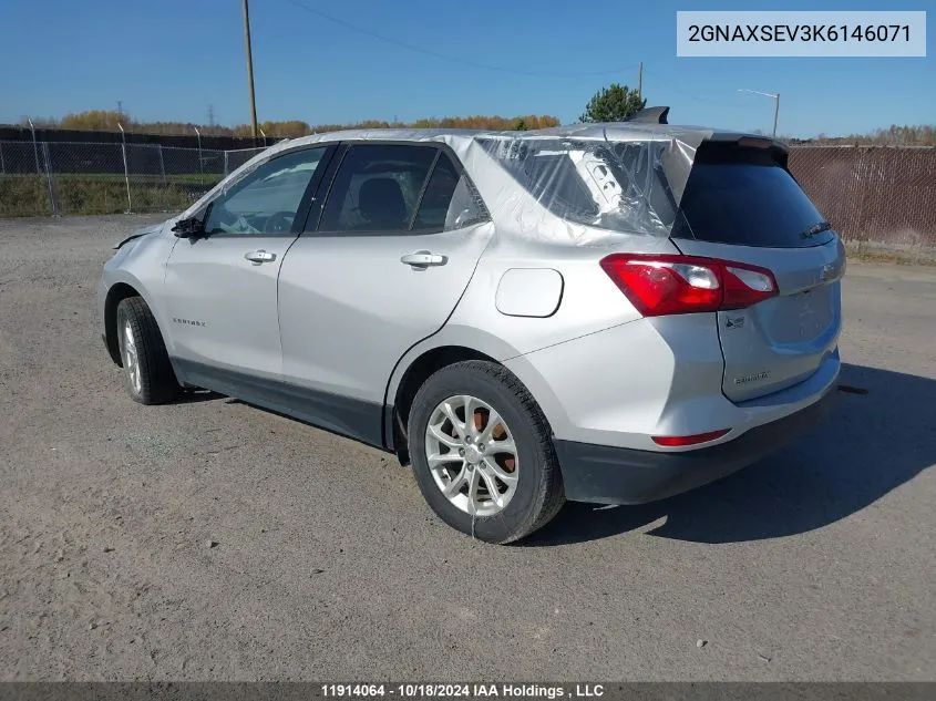 2019 Chevrolet Equinox VIN: 2GNAXSEV3K6146071 Lot: 11914064