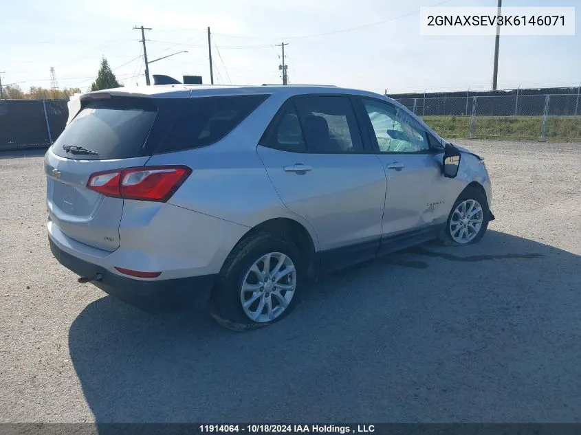 2019 Chevrolet Equinox VIN: 2GNAXSEV3K6146071 Lot: 11914064