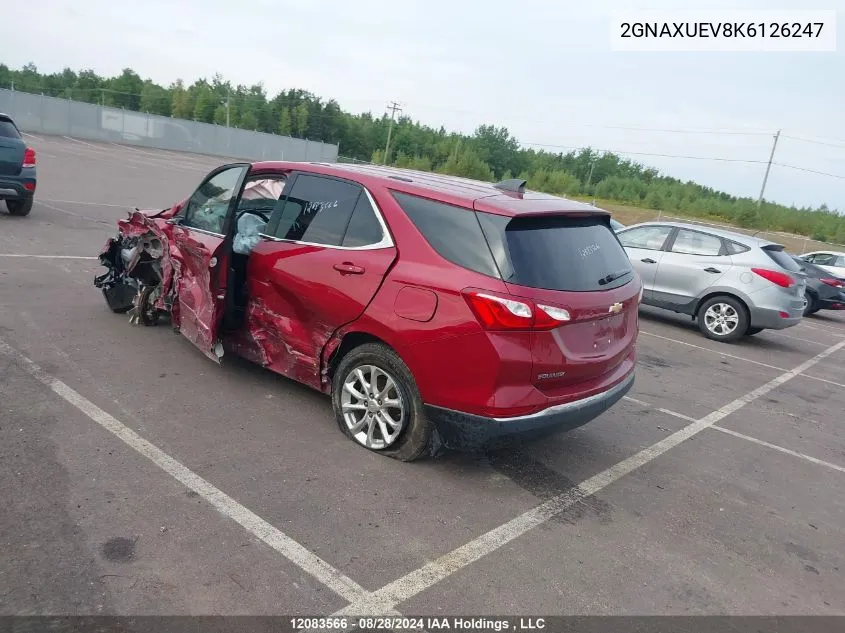 2019 Chevrolet Equinox VIN: 2GNAXUEV8K6126247 Lot: 12083566