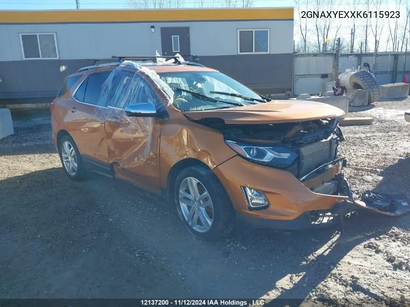 2019 Chevrolet Equinox VIN: 2GNAXYEXXK6115923 Lot: 12137200