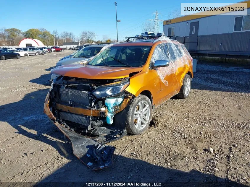 2019 Chevrolet Equinox VIN: 2GNAXYEXXK6115923 Lot: 12137200