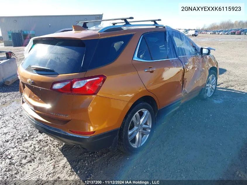 2019 Chevrolet Equinox VIN: 2GNAXYEXXK6115923 Lot: 12137200