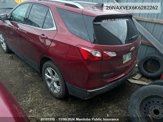 2019 Chevrolet Equinox Lt 2.0T VIN: 2GNAXVEX6K6282262 Lot: 20181918