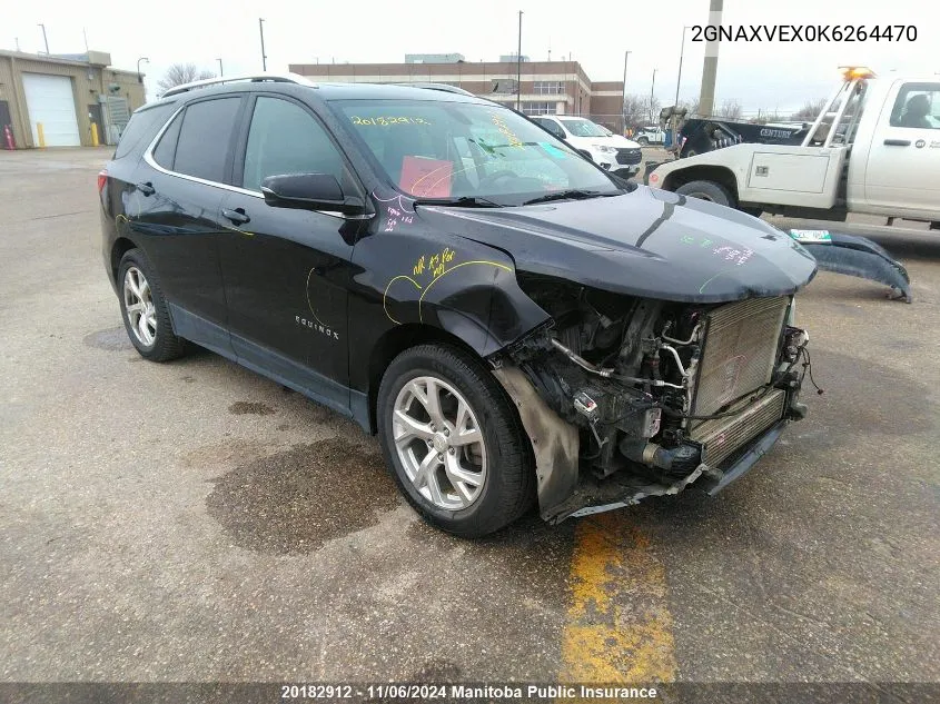 2019 Chevrolet Equinox Lt 2.0T VIN: 2GNAXVEX0K6264470 Lot: 20182912