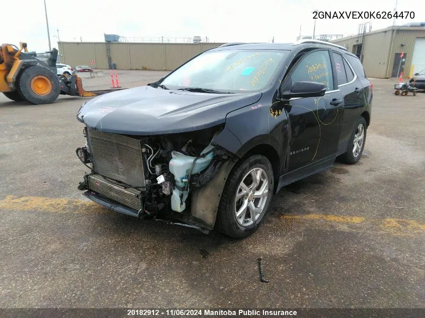 2019 Chevrolet Equinox Lt 2.0T VIN: 2GNAXVEX0K6264470 Lot: 20182912