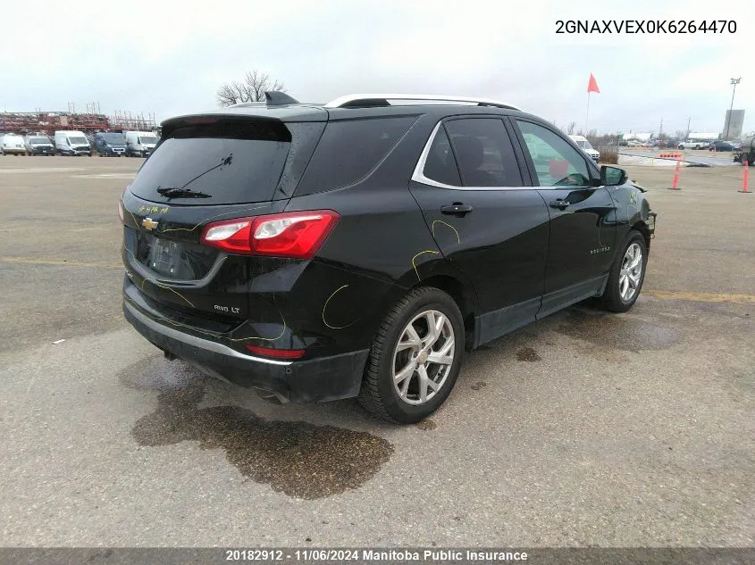 2019 Chevrolet Equinox Lt 2.0T VIN: 2GNAXVEX0K6264470 Lot: 20182912