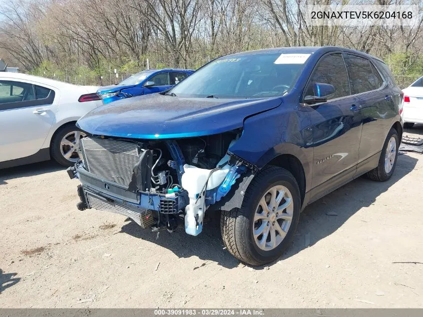 2019 Chevrolet Equinox Lt VIN: 2GNAXTEV5K6204168 Lot: 39091983