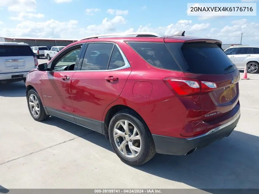 2019 Chevrolet Equinox Lt VIN: 2GNAXVEX4K6176716 Lot: 39199741