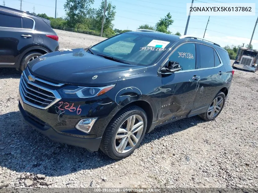 2019 Chevrolet Equinox Premier VIN: 2GNAXYEX5K6137862 Lot: 39392266