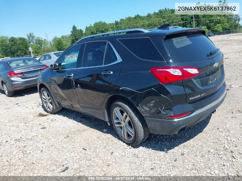 2019 Chevrolet Equinox Premier VIN: 2GNAXYEX5K6137862 Lot: 39392266