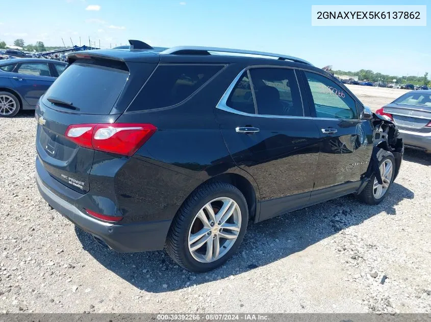 2019 Chevrolet Equinox Premier VIN: 2GNAXYEX5K6137862 Lot: 39392266