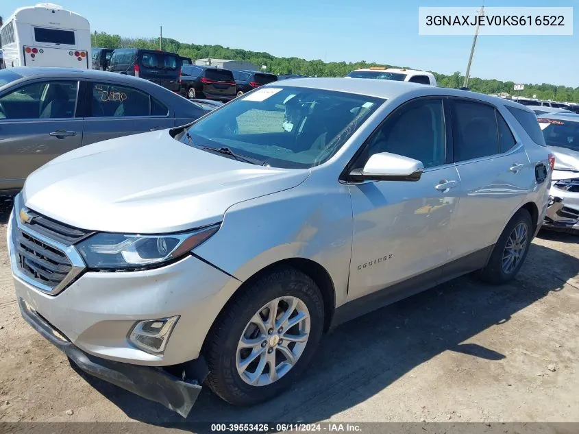 2019 Chevrolet Equinox Lt VIN: 3GNAXJEV0KS616522 Lot: 39553426