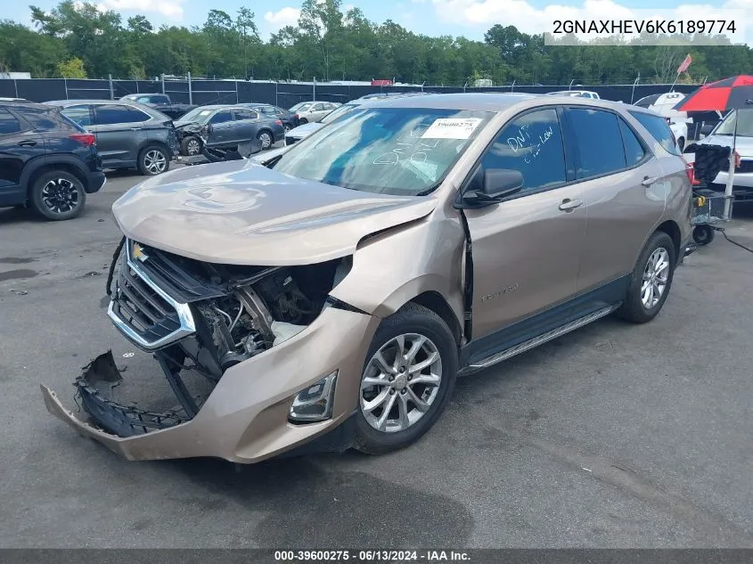 2019 Chevrolet Equinox Ls VIN: 2GNAXHEV6K6189774 Lot: 39600275