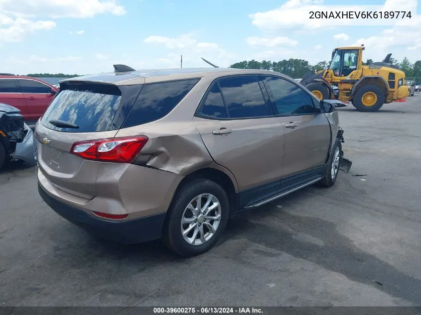 2019 Chevrolet Equinox Ls VIN: 2GNAXHEV6K6189774 Lot: 39600275