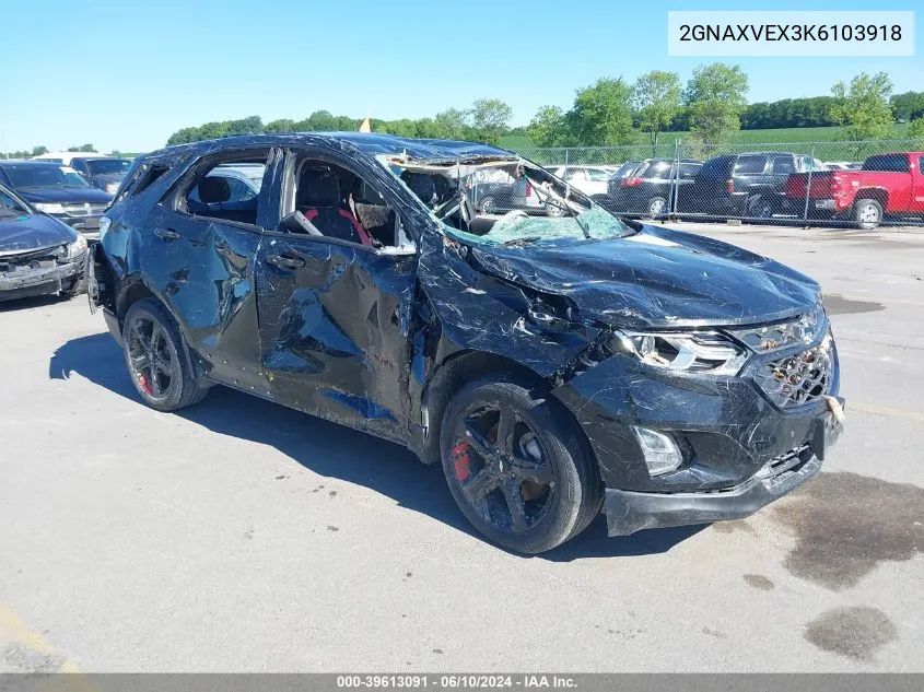 2019 Chevrolet Equinox Lt VIN: 2GNAXVEX3K6103918 Lot: 40445640