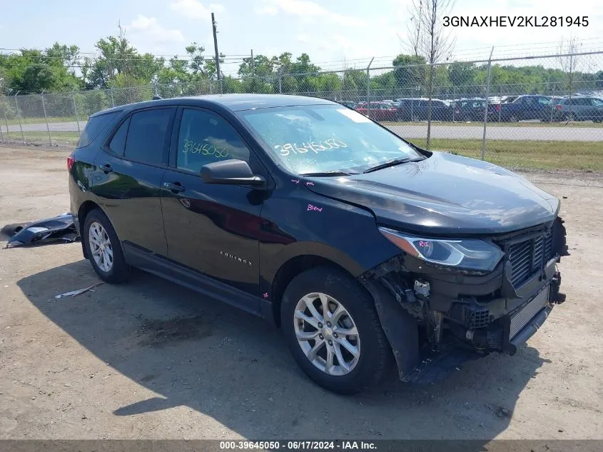 2019 Chevrolet Equinox Ls VIN: 3GNAXHEV2KL281945 Lot: 39645050