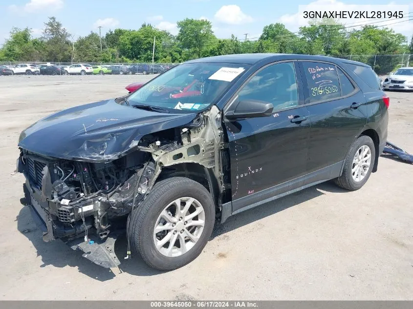 2019 Chevrolet Equinox Ls VIN: 3GNAXHEV2KL281945 Lot: 39645050