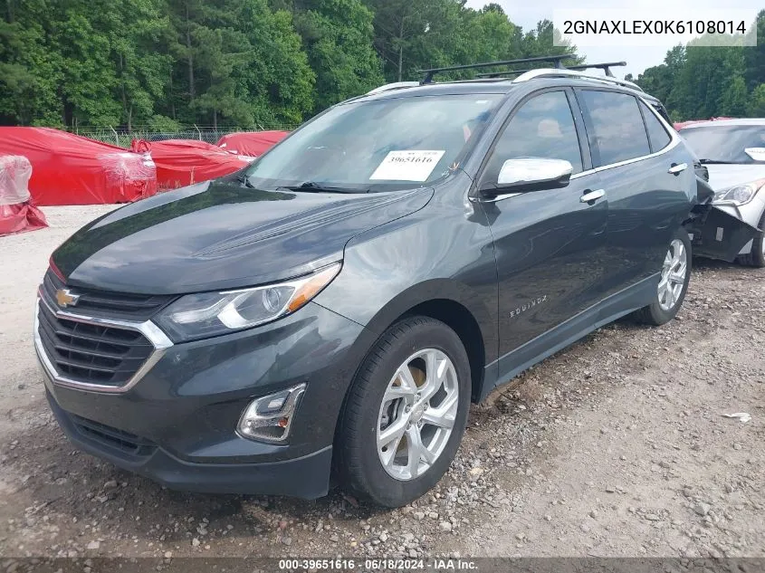 2019 Chevrolet Equinox Lt VIN: 2GNAXLEX0K6108014 Lot: 39651616