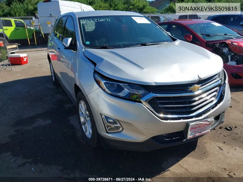 2019 Chevrolet Equinox Lt VIN: 3GNAXKEV9KS509815 Lot: 39726671