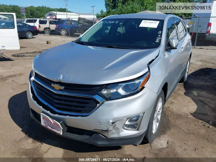 2019 Chevrolet Equinox Lt VIN: 3GNAXKEV9KS509815 Lot: 39726671