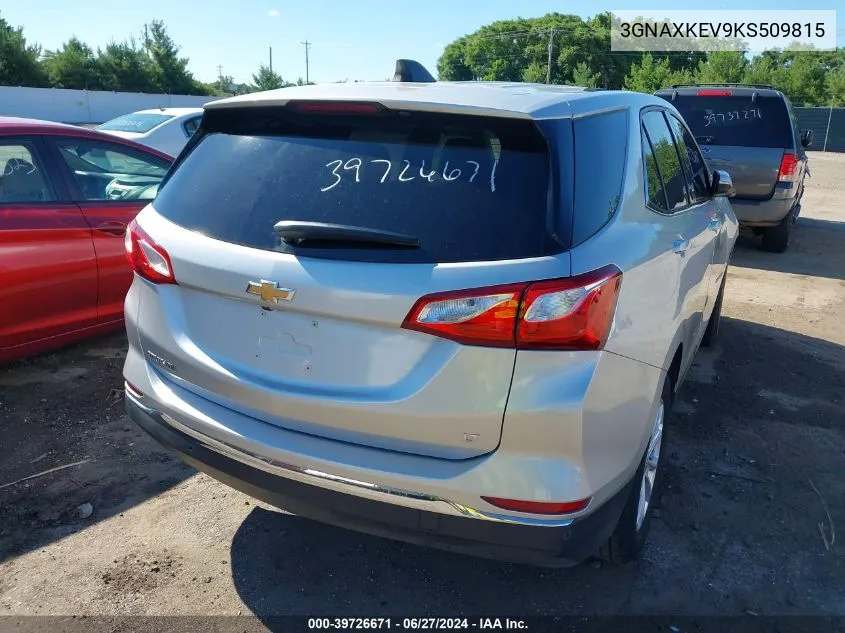 2019 Chevrolet Equinox Lt VIN: 3GNAXKEV9KS509815 Lot: 39726671