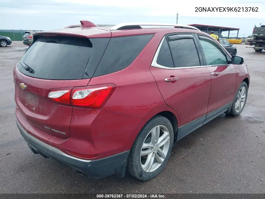 2019 Chevrolet Equinox Premier VIN: 2GNAXYEX9K6213762 Lot: 39762367