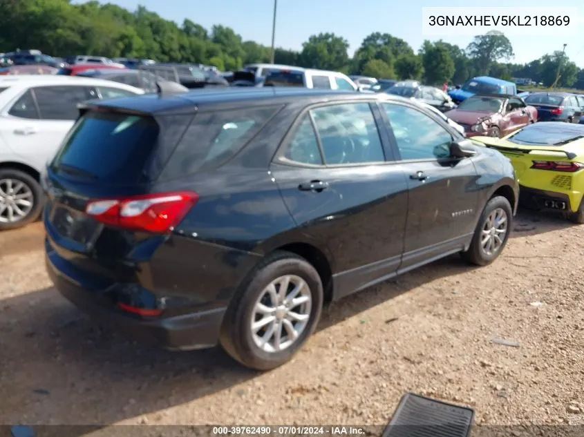 2019 Chevrolet Equinox Ls VIN: 3GNAXHEV5KL218869 Lot: 39762490