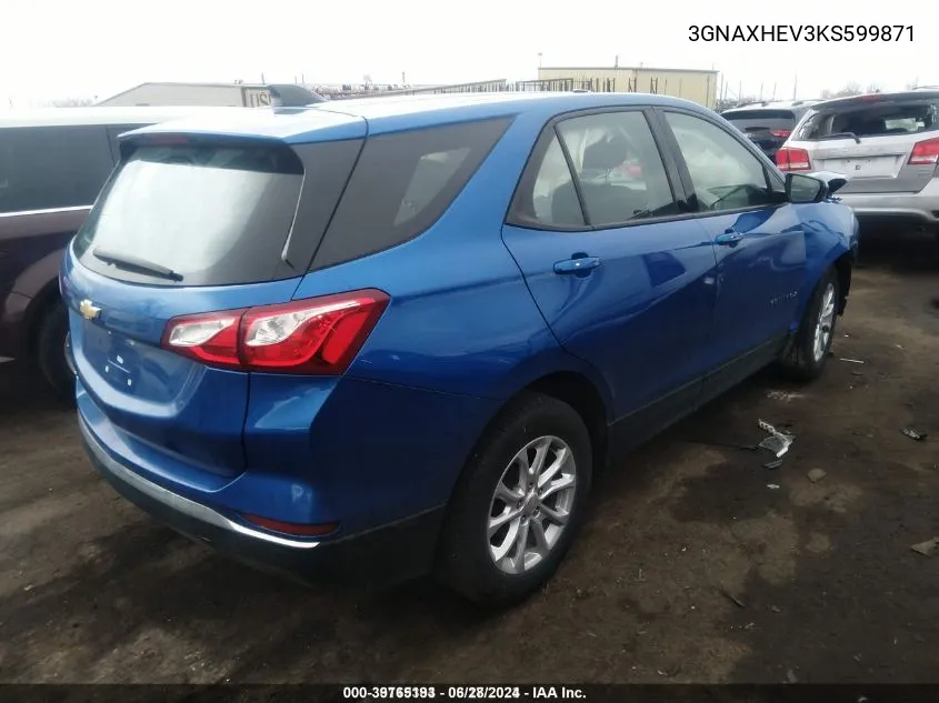 2019 Chevrolet Equinox Ls VIN: 3GNAXHEV3KS599871 Lot: 39765193