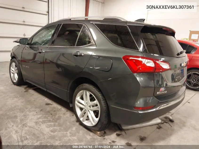 2019 Chevrolet Equinox Premier VIN: 3GNAXXEV6KL307361 Lot: 39765765