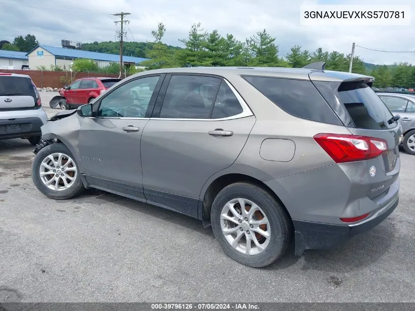 2019 Chevrolet Equinox Lt VIN: 3GNAXUEVXKS570781 Lot: 39796126