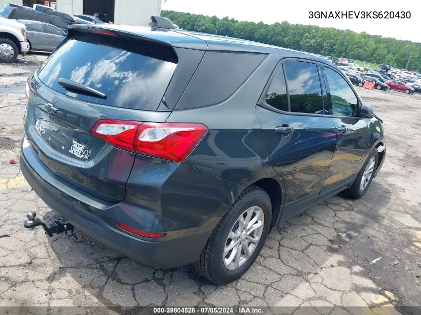 2019 Chevrolet Equinox Ls VIN: 3GNAXHEV3KS620430 Lot: 39804528