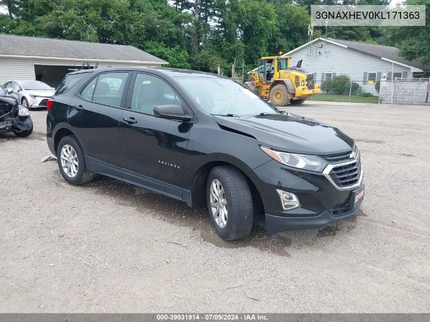 2019 Chevrolet Equinox Ls VIN: 3GNAXHEV0KL171363 Lot: 39831914