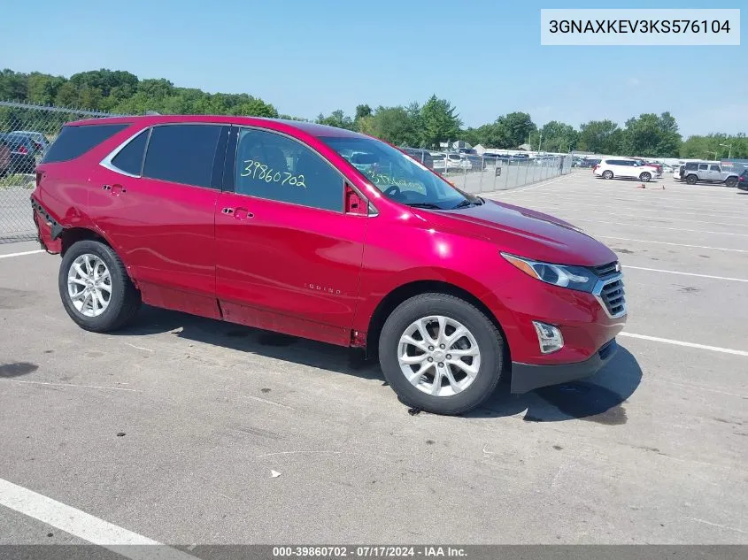 2019 Chevrolet Equinox Lt VIN: 3GNAXKEV3KS576104 Lot: 39860702