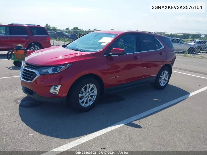 2019 Chevrolet Equinox Lt VIN: 3GNAXKEV3KS576104 Lot: 39860702