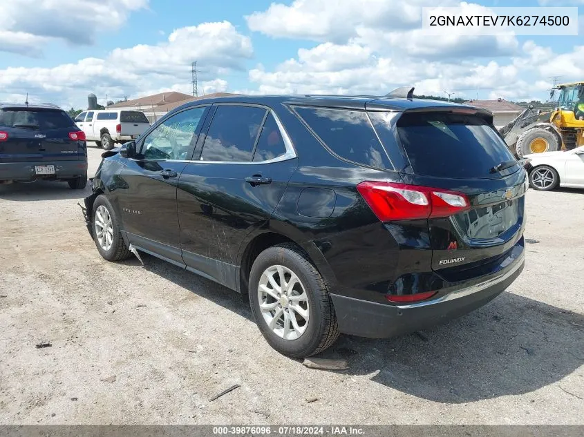 2019 Chevrolet Equinox Lt VIN: 2GNAXTEV7K6274500 Lot: 39876096