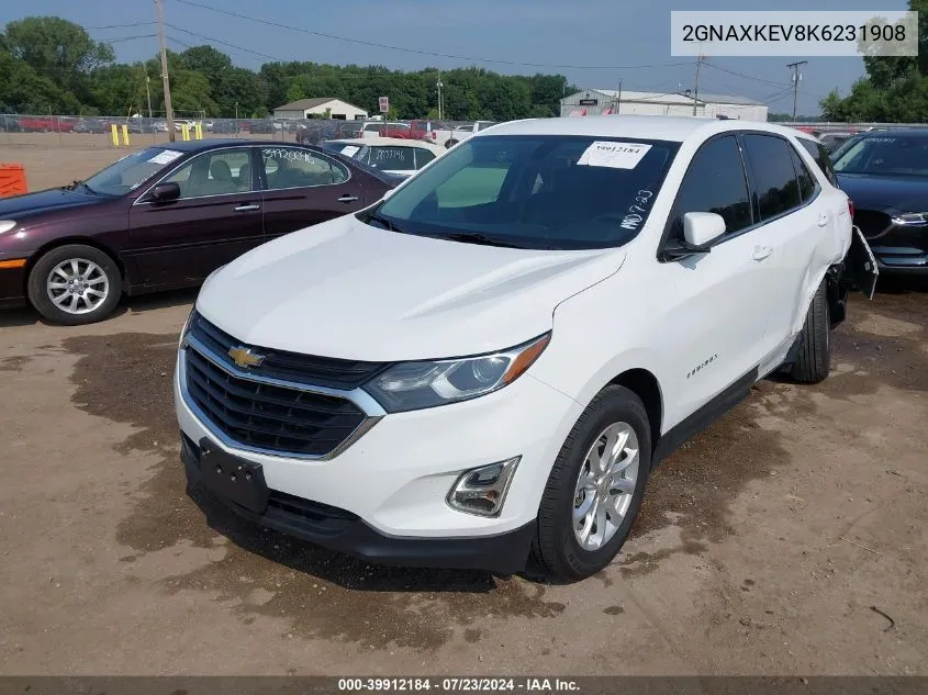 2019 Chevrolet Equinox Lt VIN: 2GNAXKEV8K6231908 Lot: 39912184