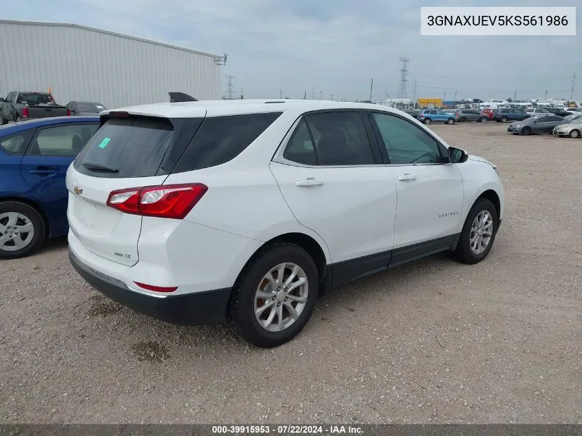 2019 Chevrolet Equinox Lt VIN: 3GNAXUEV5KS561986 Lot: 39915953