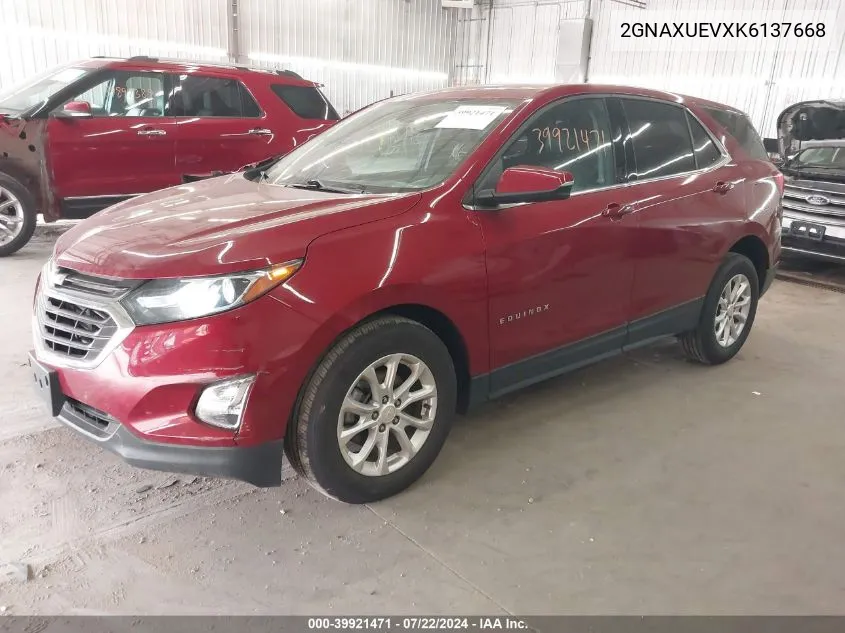 2019 Chevrolet Equinox Lt VIN: 2GNAXUEVXK6137668 Lot: 39921471