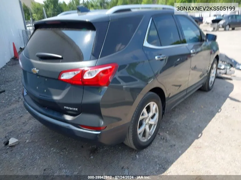 2019 Chevrolet Equinox Premier VIN: 3GNAXNEV2KS505199 Lot: 39942912