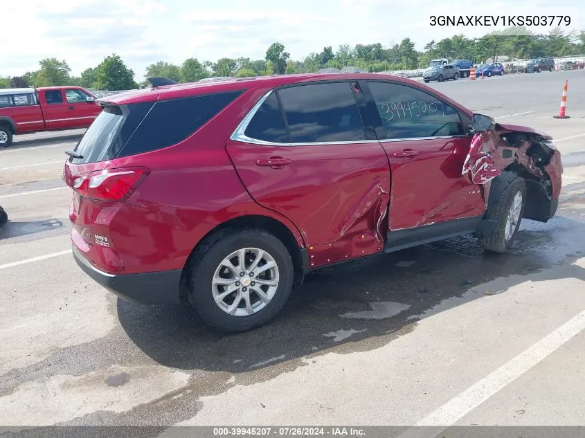 2019 Chevrolet Equinox Lt VIN: 3GNAXKEV1KS503779 Lot: 39945207