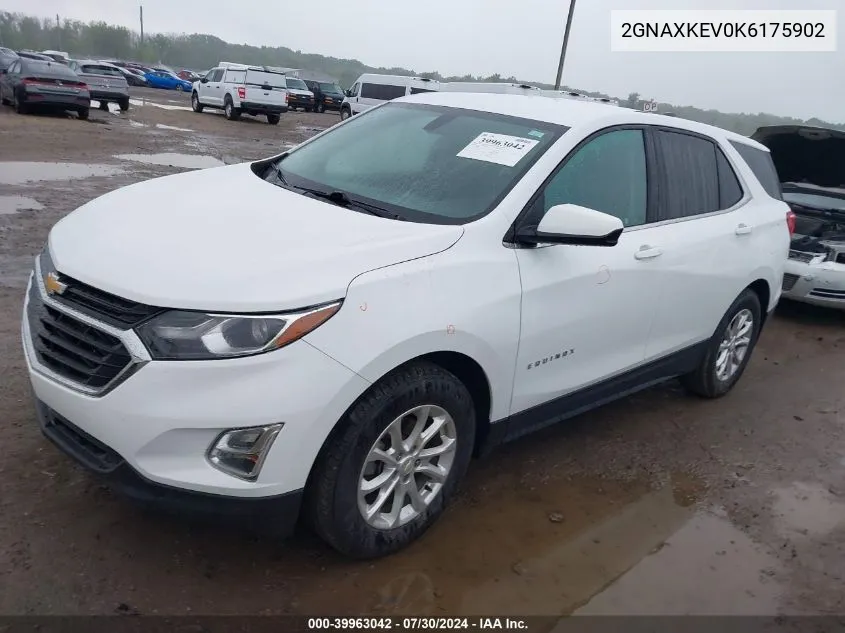 2019 Chevrolet Equinox Lt VIN: 2GNAXKEV0K6175902 Lot: 39963042