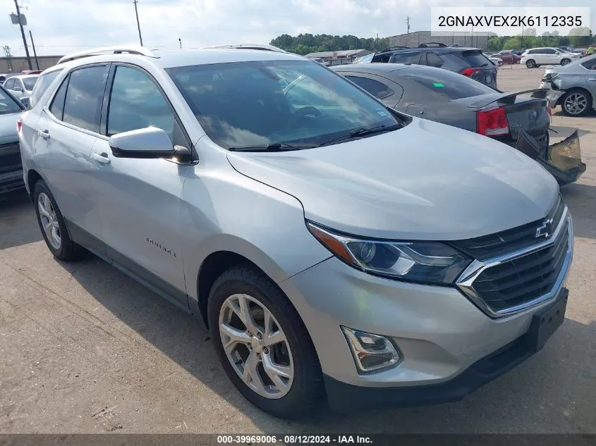 2019 Chevrolet Equinox Lt VIN: 2GNAXVEX2K6112335 Lot: 39969006