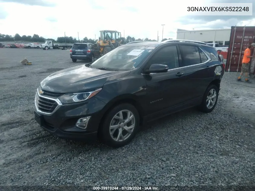 2019 Chevrolet Equinox Lt VIN: 3GNAXVEX6KS522248 Lot: 39970244