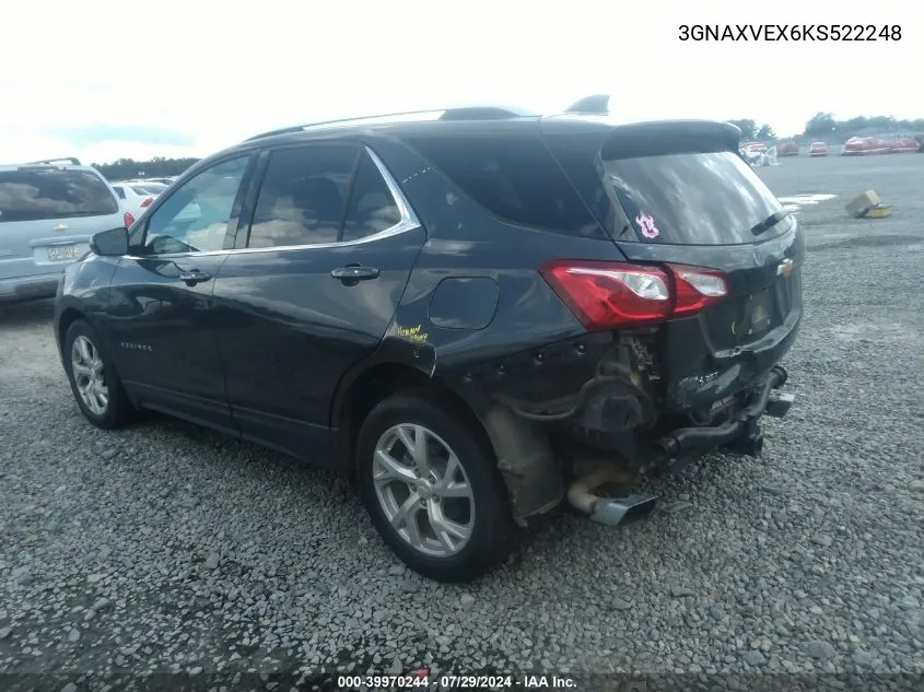 2019 Chevrolet Equinox Lt VIN: 3GNAXVEX6KS522248 Lot: 39970244