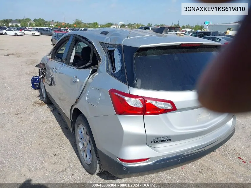 2019 Chevrolet Equinox Lt VIN: 3GNAXKEV1KS619810 Lot: 40006304