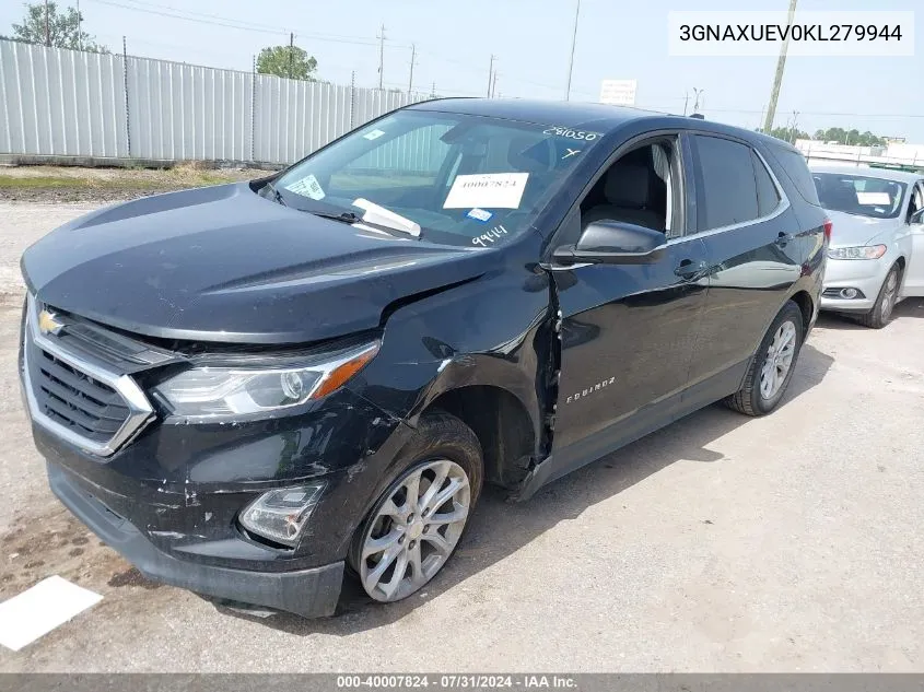 2019 Chevrolet Equinox Lt VIN: 3GNAXUEV0KL279944 Lot: 40007824