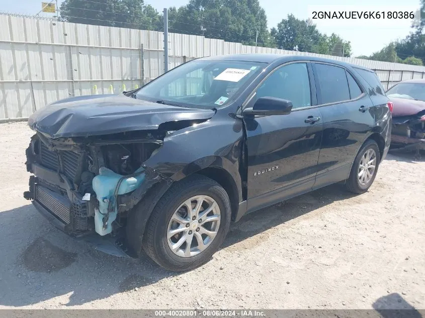 2019 Chevrolet Equinox Lt VIN: 2GNAXUEV6K6180386 Lot: 40020801