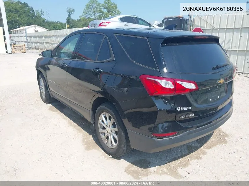 2019 Chevrolet Equinox Lt VIN: 2GNAXUEV6K6180386 Lot: 40020801