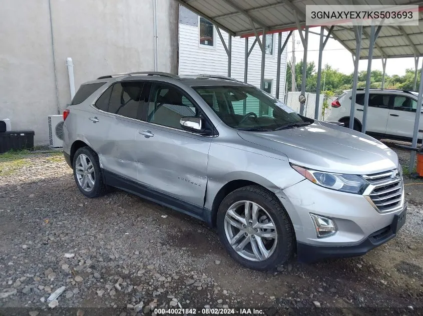 2019 Chevrolet Equinox Premier VIN: 3GNAXYEX7KS503693 Lot: 40021842