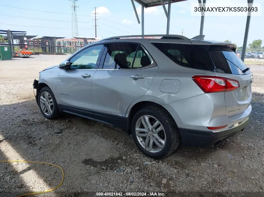 2019 Chevrolet Equinox Premier VIN: 3GNAXYEX7KS503693 Lot: 40021842